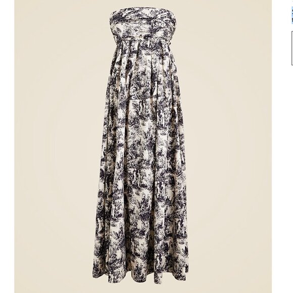 JCrew Collection Strapless bow-back maxi dress in toile print - NWT - Size 14 - Picture 1 of 5